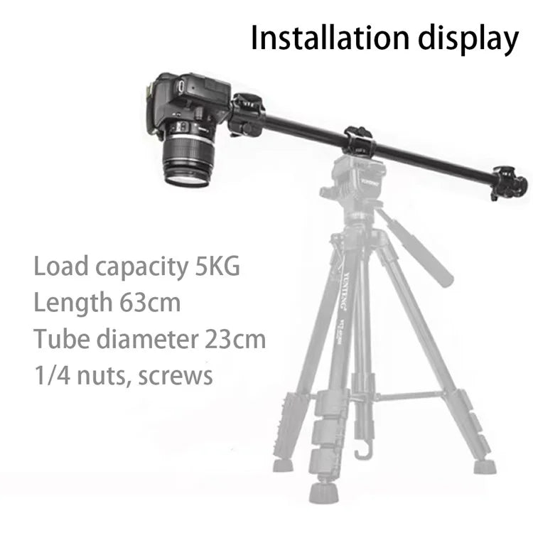 YUNTENG VCT-369 Horizontal Aluminum Alloy Gimbal Extension Pole for Tripod Stabilizer Camera