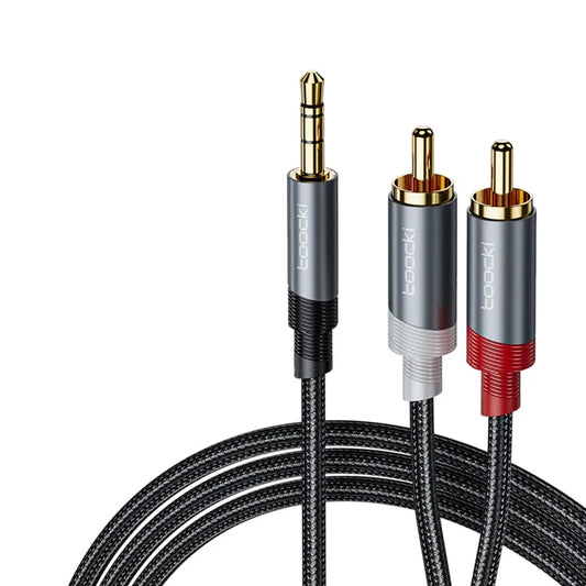 TOOCKI TQ-X41 1m Stereo Y-Splitter Cable 3.5mm Jack to 2RCA Male Aux Cord