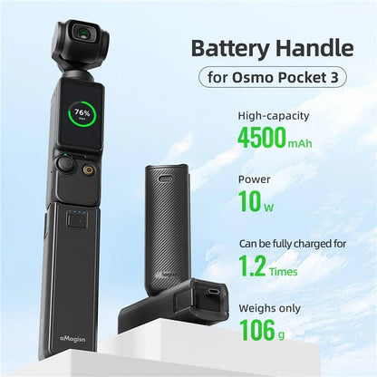 AMAGISN For DJI Osmo Pocket 3 Battery Handle 4500mAh Power Stick with 1 / 4 Inch Mount Port