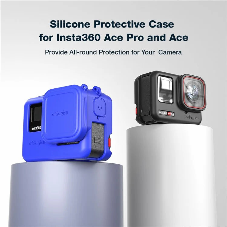 AMAGISN For Insta360 Ace Action Camera Silicone Case Anti-scratch Protective Cover with 2 Straps