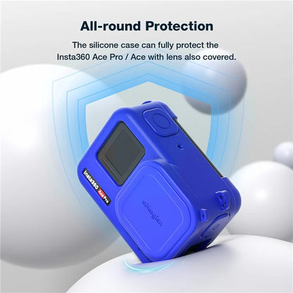 AMAGISN For Insta360 Ace Action Camera Silicone Case Anti-scratch Protective Cover with 2 Straps