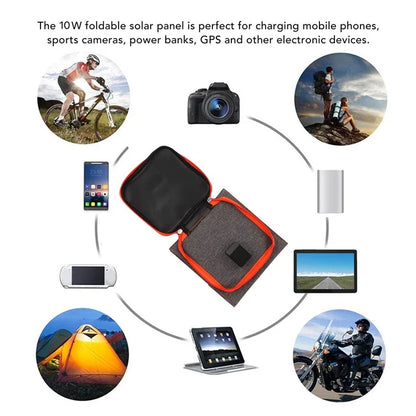 FSC-10W Foldable 3 Solar Panel 10W Solar Cell Charger Mobile Power Bank for Camping Hiking