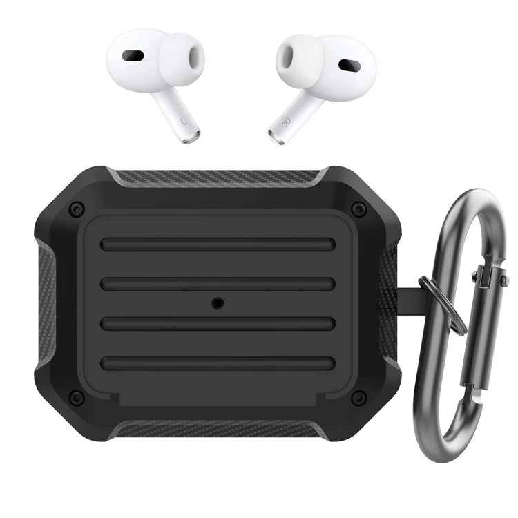 AHASTYLE WG145 For Apple AirPods Pro 2 Earphone Case Shockproof Carbon Fiber Texture TPU Cover