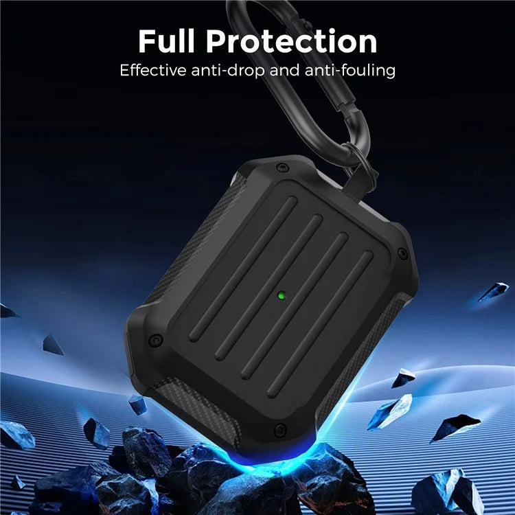 AHASTYLE WG145 For Apple AirPods Pro 2 Earphone Case Shockproof Carbon Fiber Texture TPU Cover