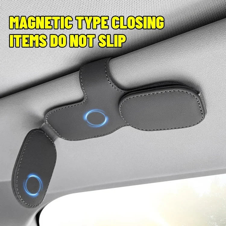 Car Sunglasses Holder Vehicle Visor Clip Magnetic PU Leather Sun Glasses Eyeglass Hanger Carbon Fiber