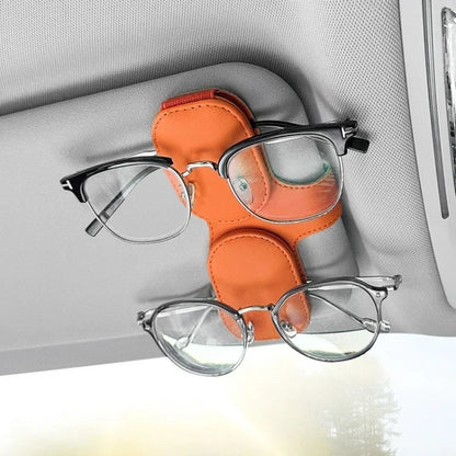 Car Sunglasses Holder Vehicle Visor Clip Magnetic PU Leather Sun Glasses Eyeglass Hanger Carbon Fiber